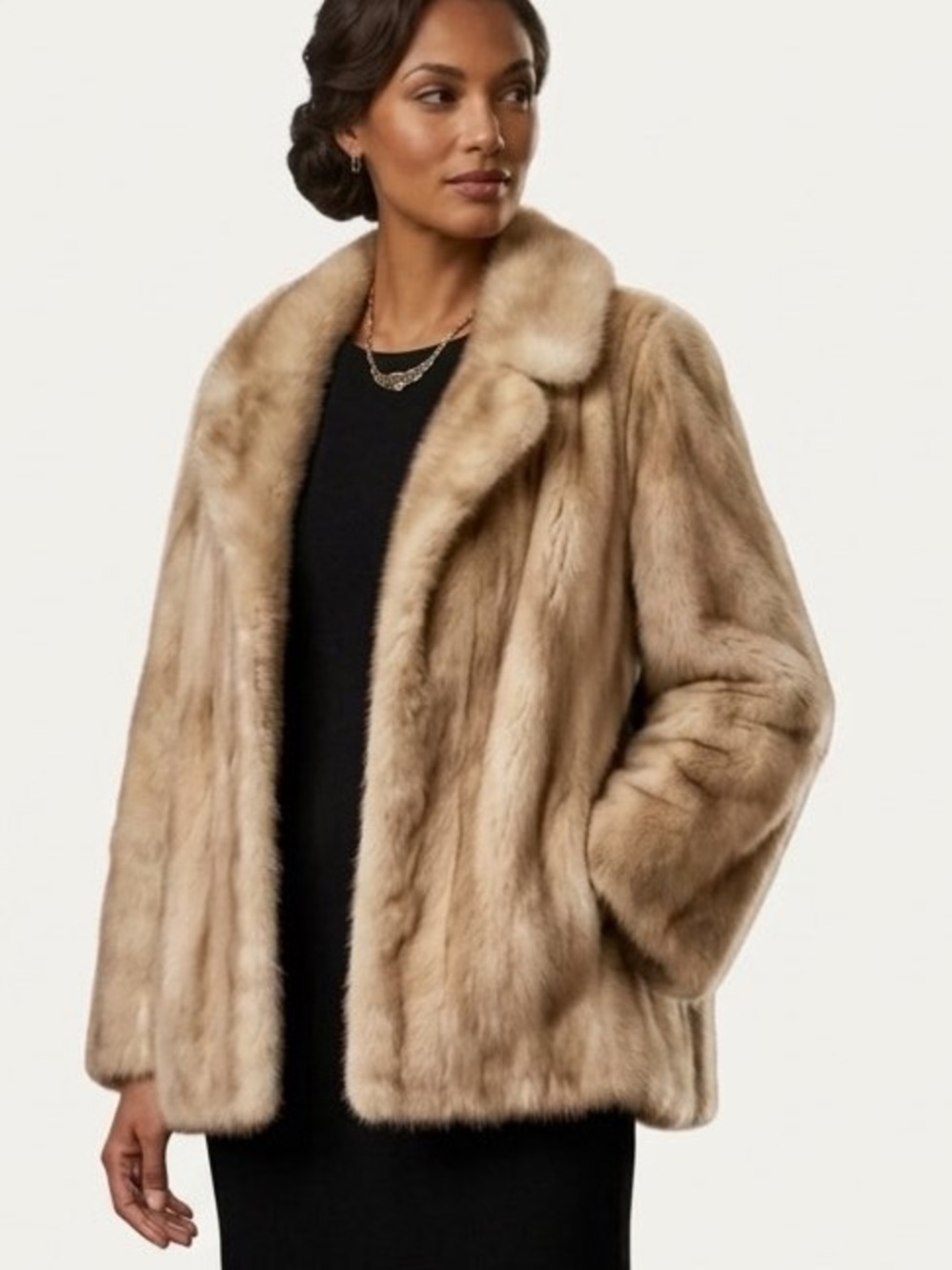 Vintage Pastel Mink Fur Coat Jacket Retro Mid Century Glamour Stole Classic
